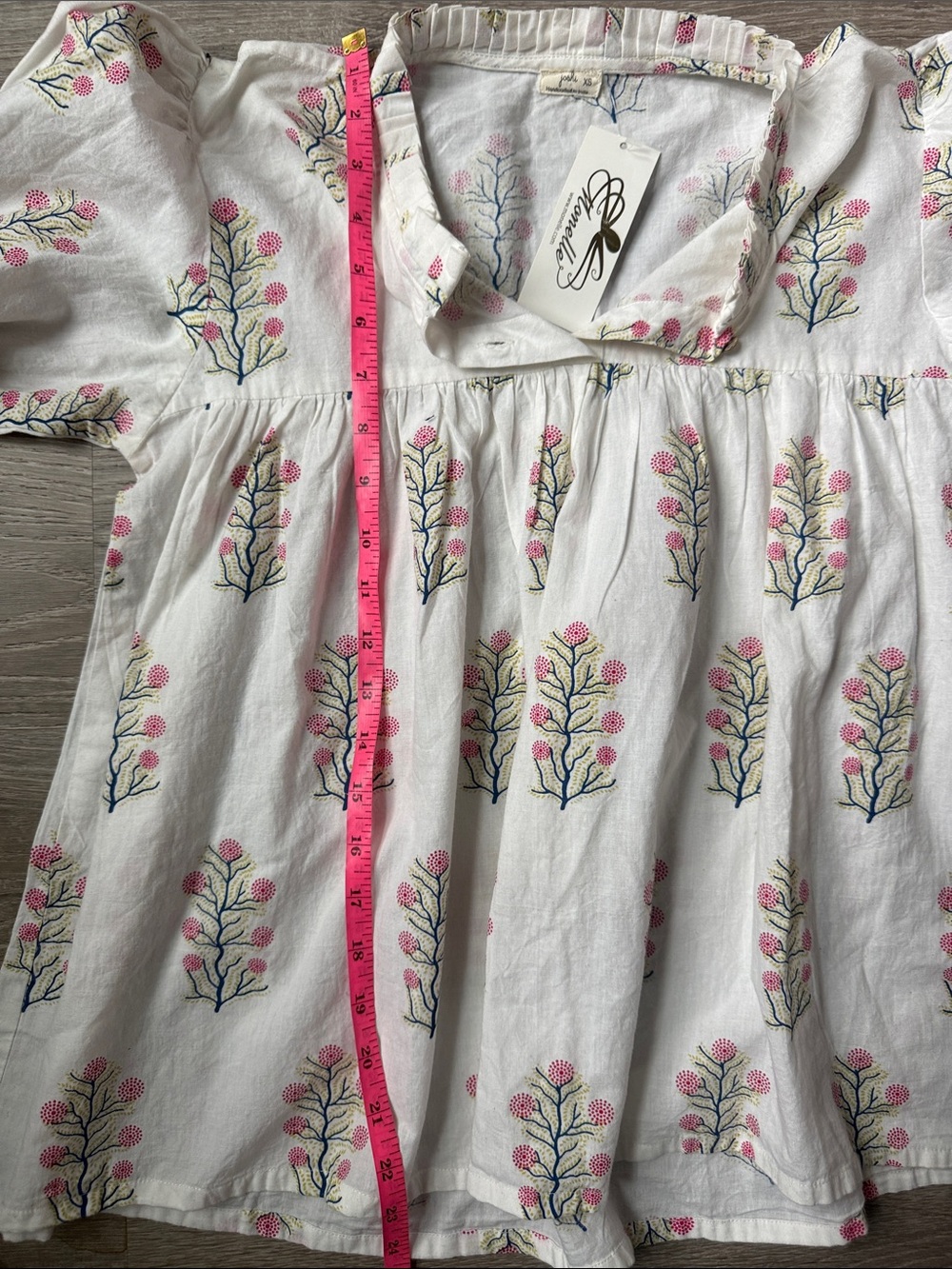 NEW Joshi Karina Pink Floral Print Peasant Blouse Boho Long Sleeve Top XS - Picture 8 of 8